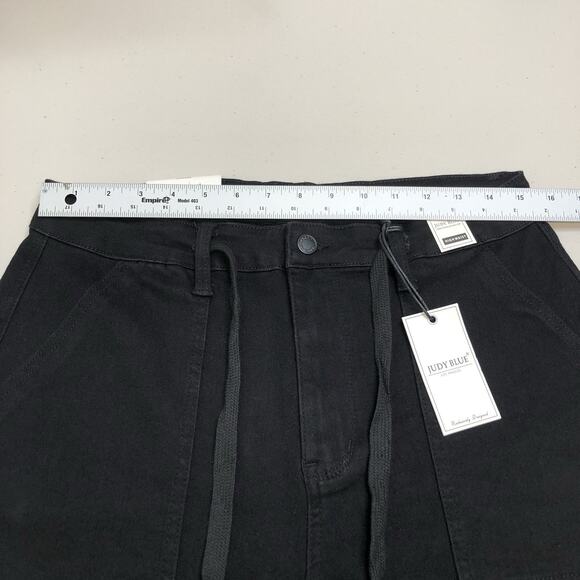 Judy Blue Joggers Jeans Women’s 11/30 High Waist Black Double Roll Cuff 88700 - Picture 3 of 11